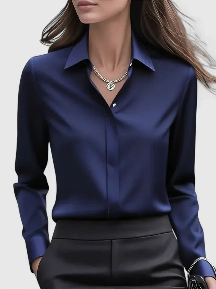 Celeste | Women’s Elegant Satin Long Sleeve Blouse