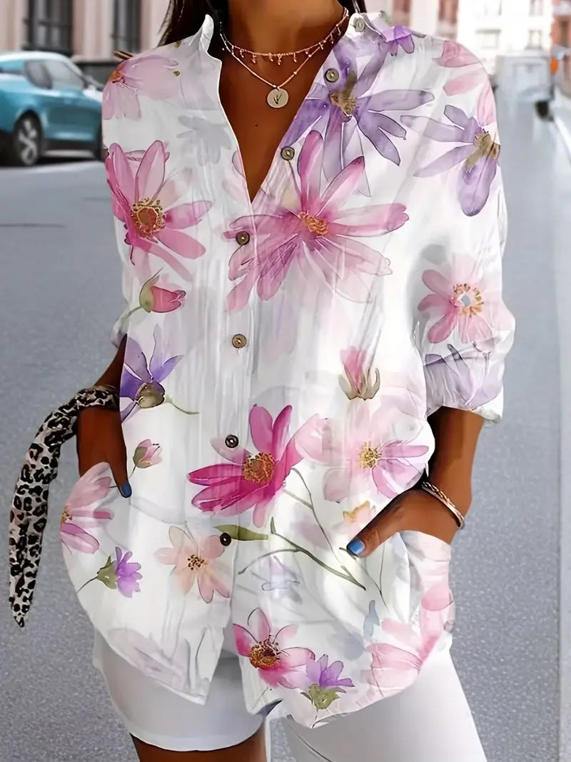 Genevieve | Women’s Airy Floral Print Spring Blouse