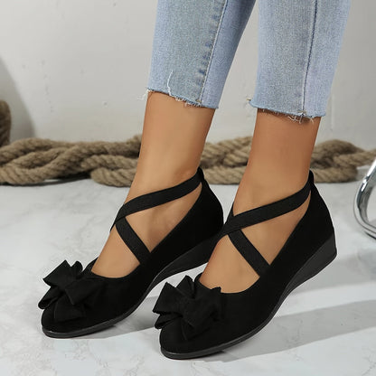 Elowen | Women’s Sophisticated Bow Detail Wedge Loafers