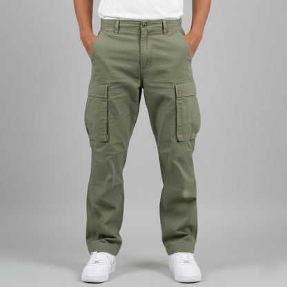 Percival | Men’s Relaxed Fit Cargo Trousers with Side Pockets