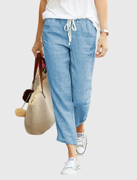 Merrin | Women’s Drawstring Cropped Linen Pants