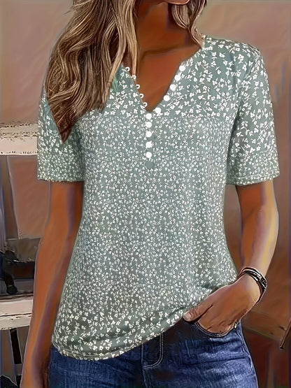 Daphne | Women’s Casual Printed Short Sleeve Blouse