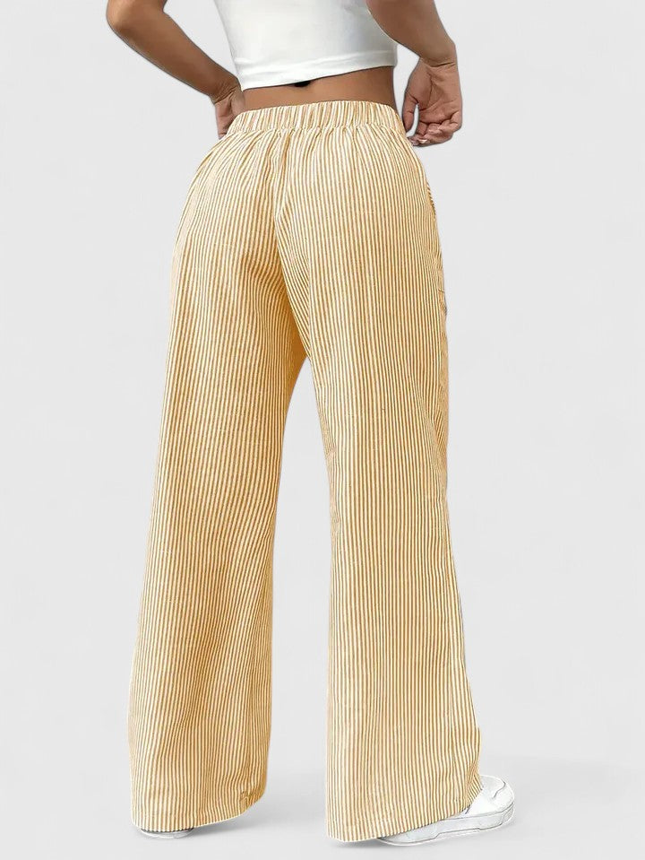 Sarah | Women’s Striped Wide Leg Linen Pants