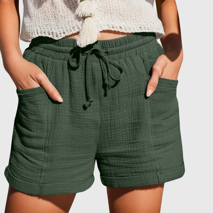 Arlette | Women’s Elegant Drawstring Linen Blend Shorts
