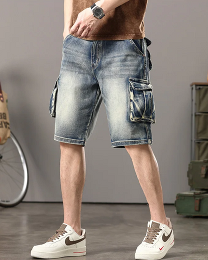 Declan | Men’s Denim Cargo Shorts with Rugged Utility