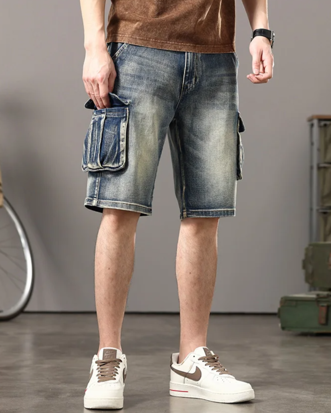 Declan | Men’s Denim Cargo Shorts with Rugged Utility
