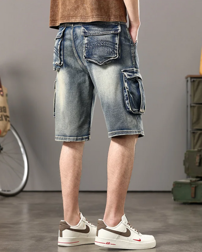 Declan | Men’s Denim Cargo Shorts with Rugged Utility