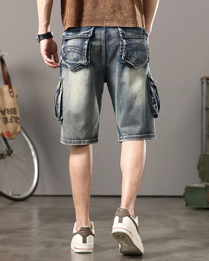 Declan | Men’s Denim Cargo Shorts with Rugged Utility