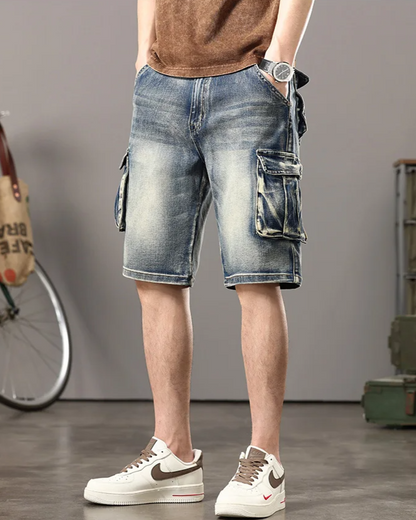 Declan | Men’s Denim Cargo Shorts with Rugged Utility