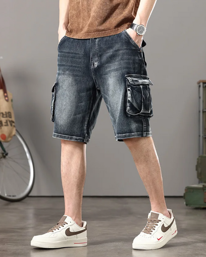 Declan | Men’s Denim Cargo Shorts with Rugged Utility