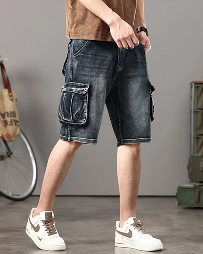 Declan | Men’s Denim Cargo Shorts with Rugged Utility