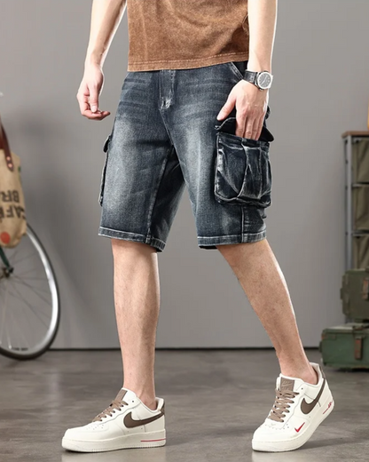 Declan | Men’s Denim Cargo Shorts with Rugged Utility