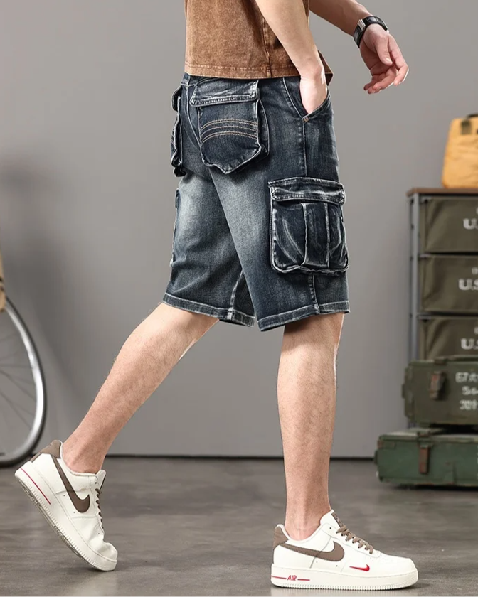 Declan | Men’s Denim Cargo Shorts with Rugged Utility