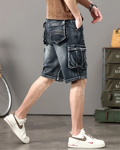 Declan | Men’s Denim Cargo Shorts with Rugged Utility
