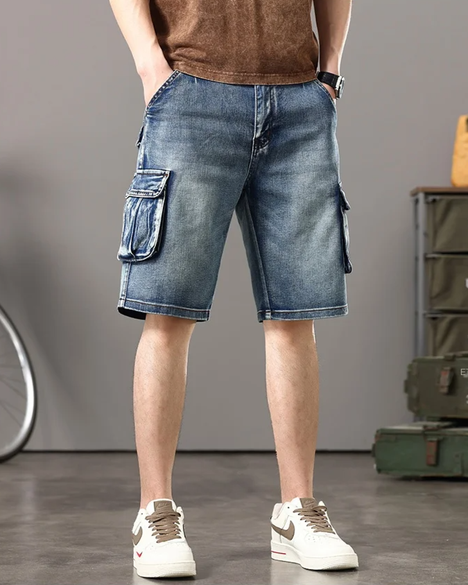 Declan | Men’s Denim Cargo Shorts with Rugged Utility