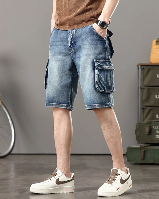 Declan | Men’s Denim Cargo Shorts with Rugged Utility