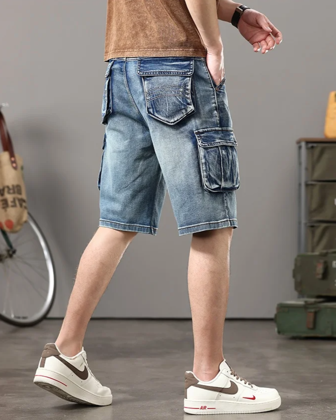 Declan | Men’s Denim Cargo Shorts with Rugged Utility