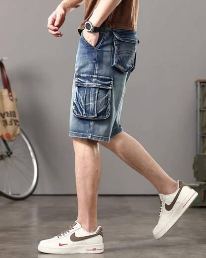 Declan | Men’s Denim Cargo Shorts with Rugged Utility