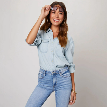Quinn | Women’s Denim Button-Up Shirt with Relaxed Fit