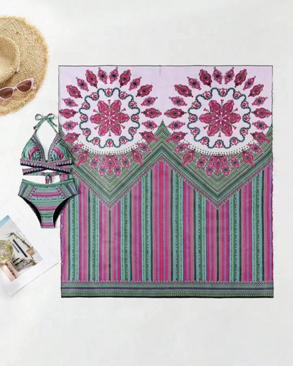 Marisol | Women’s 3-Piece Boho Swimwear Set with Printed Bikini
