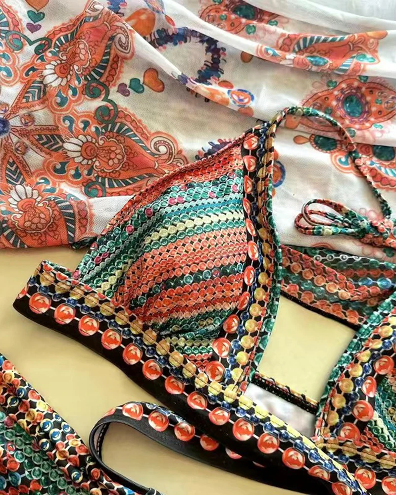 Marisol | Women’s 3-Piece Boho Swimwear Set with Printed Bikini