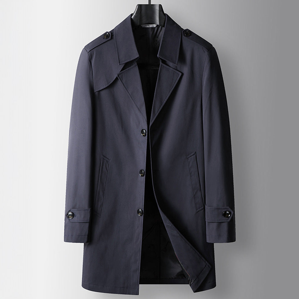 Vincent | Men’s Long Winter Trench Coat with Lapel Collar