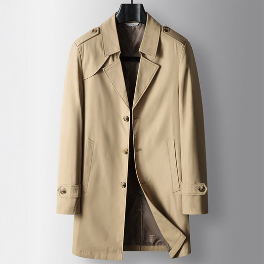 Vincent | Men’s Long Winter Trench Coat with Lapel Collar