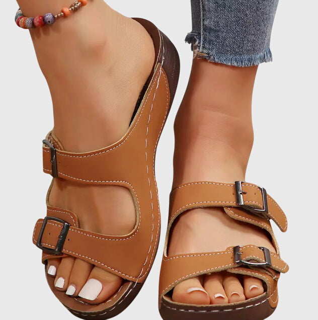 Hadley | Women’s Orthopedic Double Buckle Comfort Sandals