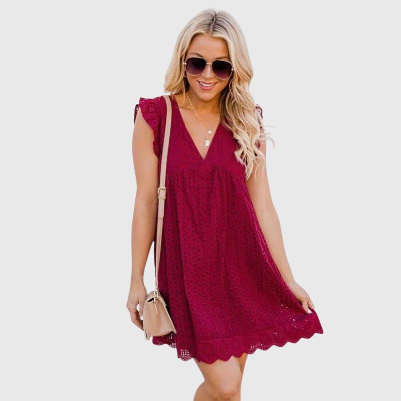 Ainsley | Women’s Eyelet V-Neck Summer Dress