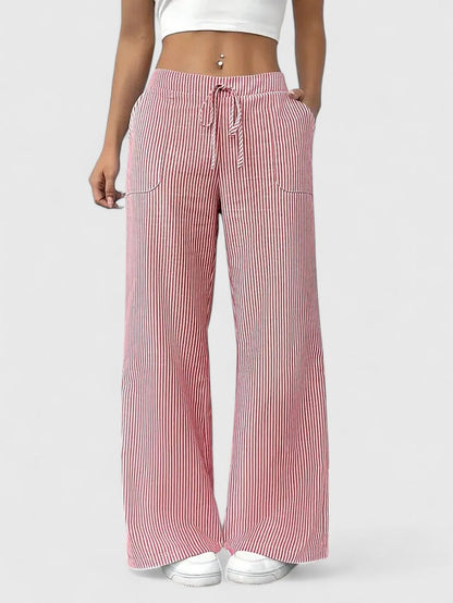 Sarah | Women’s Striped Wide Leg Linen Pants
