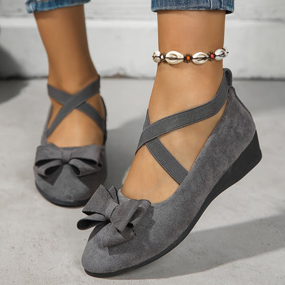 Elowen | Women’s Sophisticated Bow Detail Wedge Loafers
