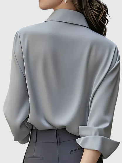 Celeste | Women’s Elegant Satin Long Sleeve Blouse