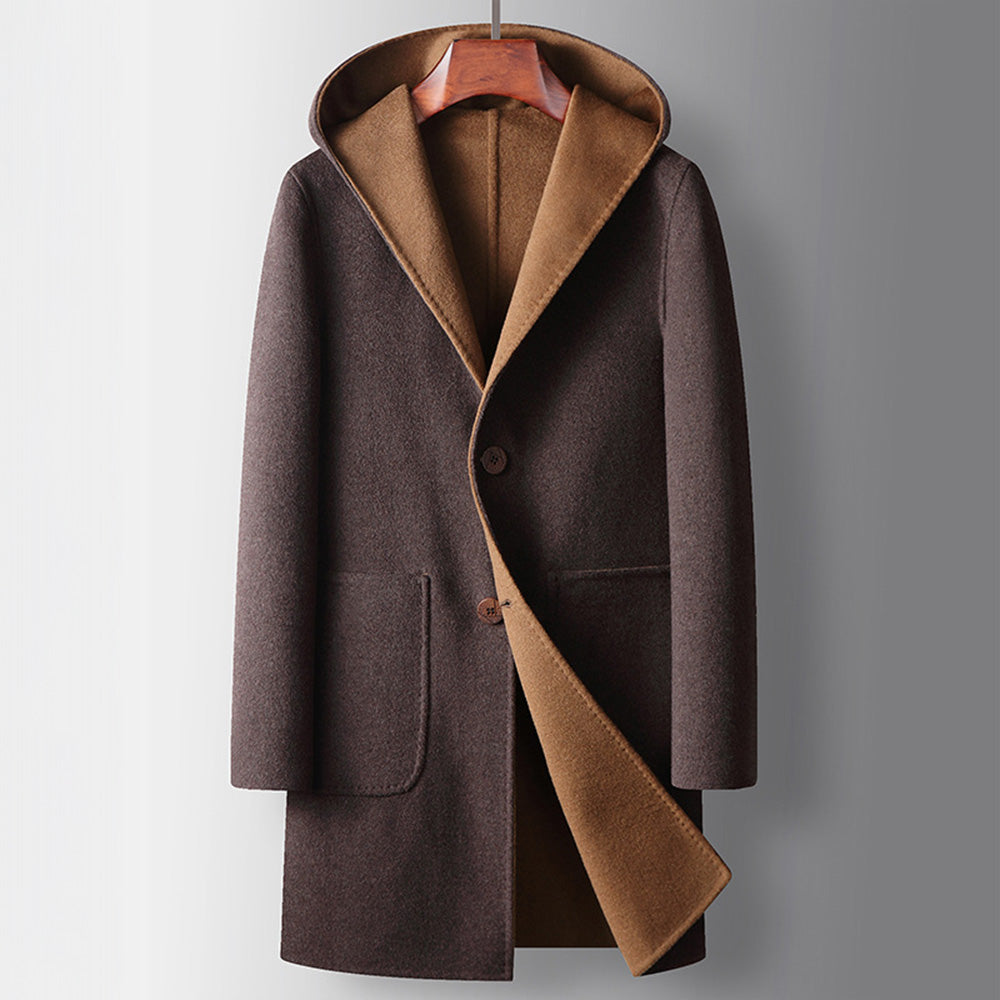 Aga | Men’s Mid-Length Hooded Reversible Wool Coat