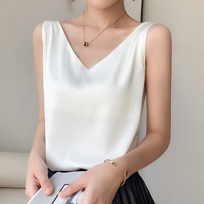 Violetta | Women’s Classic Relaxed Fit Draped Satin Tank
