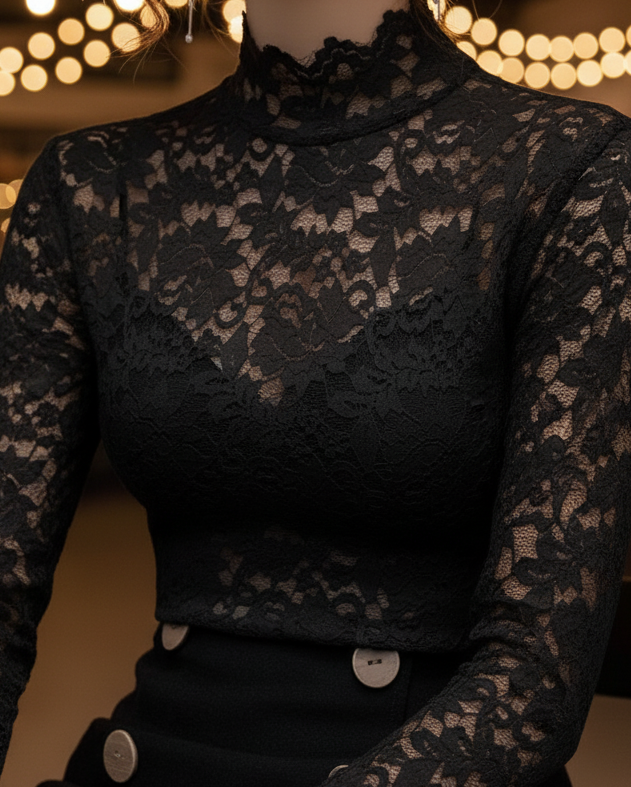 Vicky | Women’s Spring Lace High-Neck Blouse