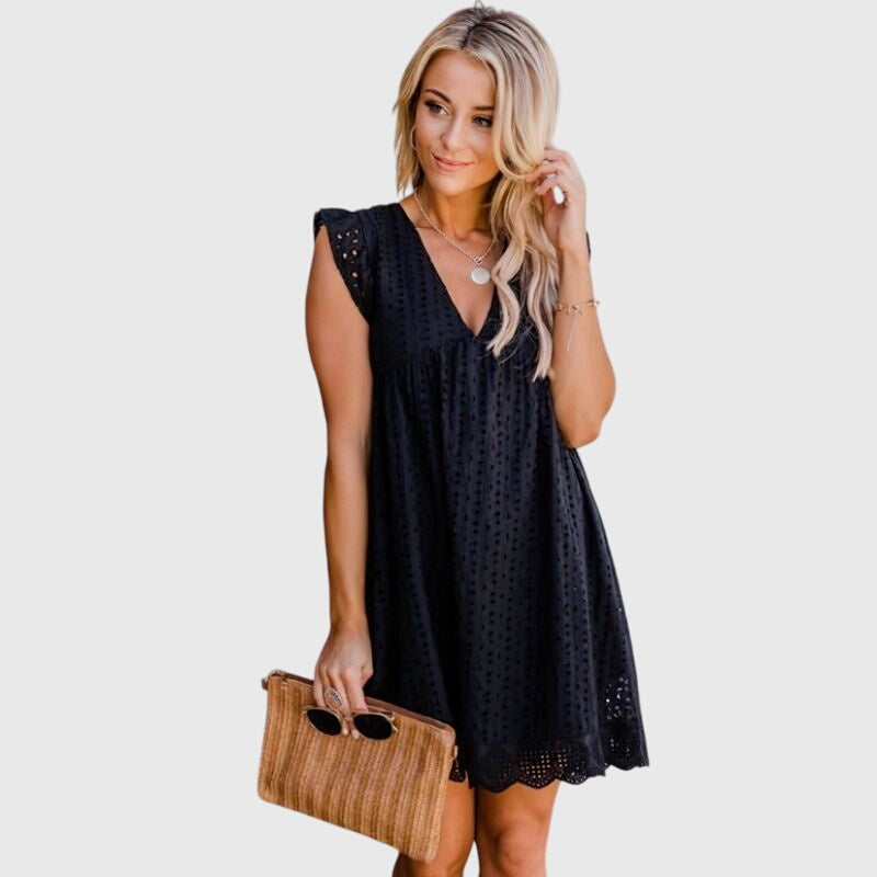 Ainsley | Women’s Eyelet V-Neck Summer Dress