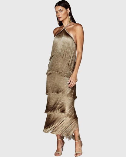 Christelle | Women’s Halter Fringe Tassel Party Dress