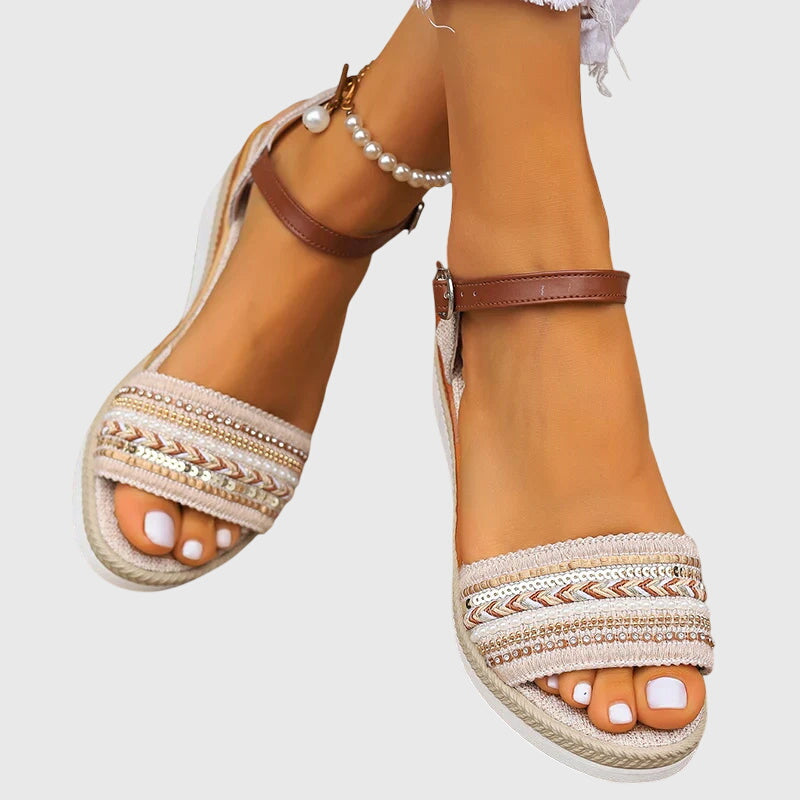 Marigold | Women’s Orthopedic Beaded Wedge Sandals