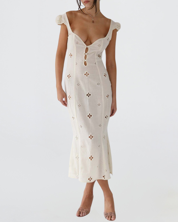 Vanessa | Women’s Wedding Midi Dress with Button Front
