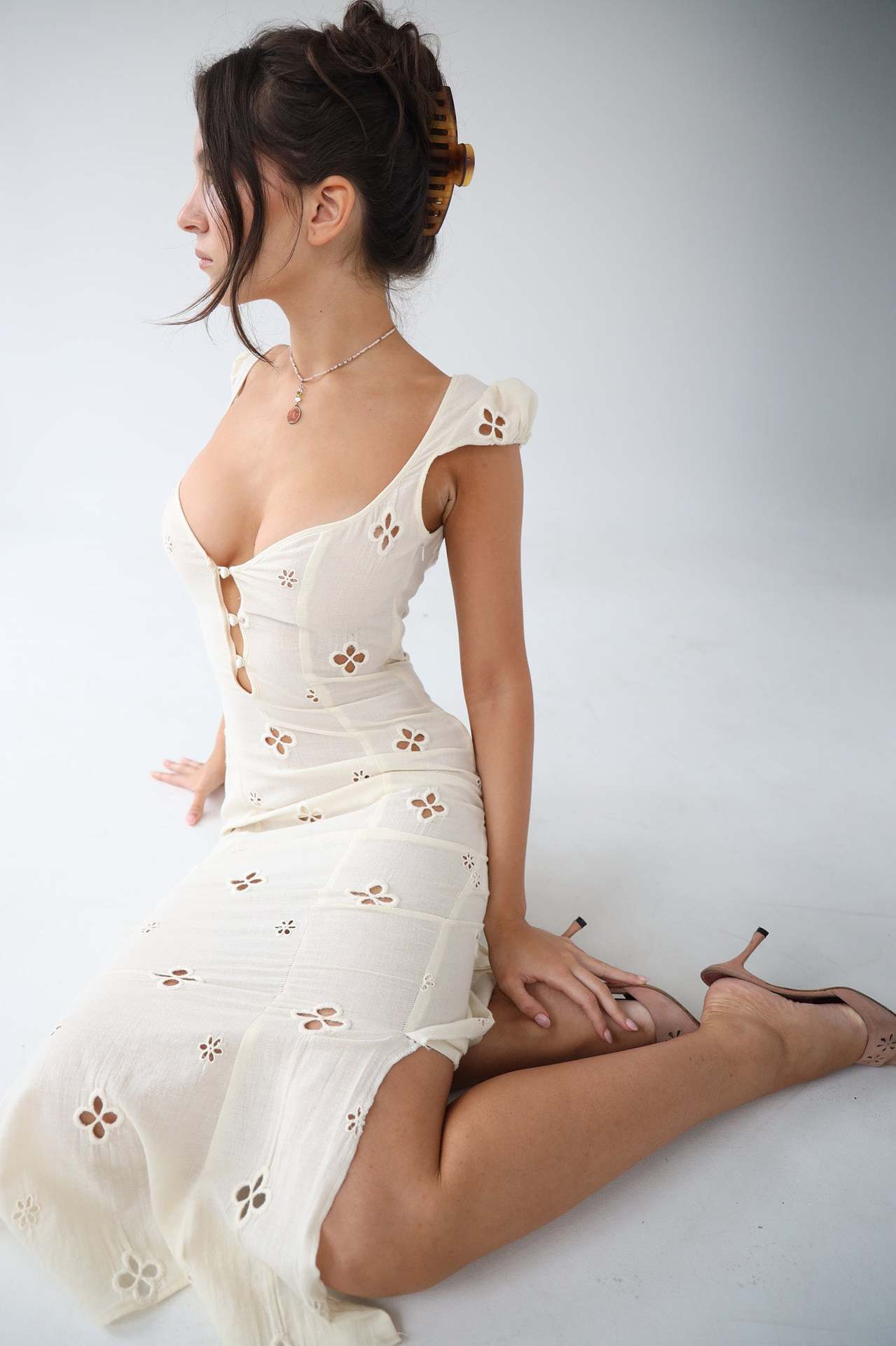 Vanessa | Women’s Wedding Midi Dress with Button Front