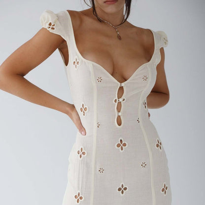 Vanessa | Women’s Wedding Midi Dress with Button Front