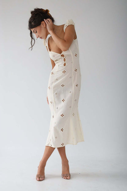 Vanessa | Women’s Wedding Midi Dress with Button Front