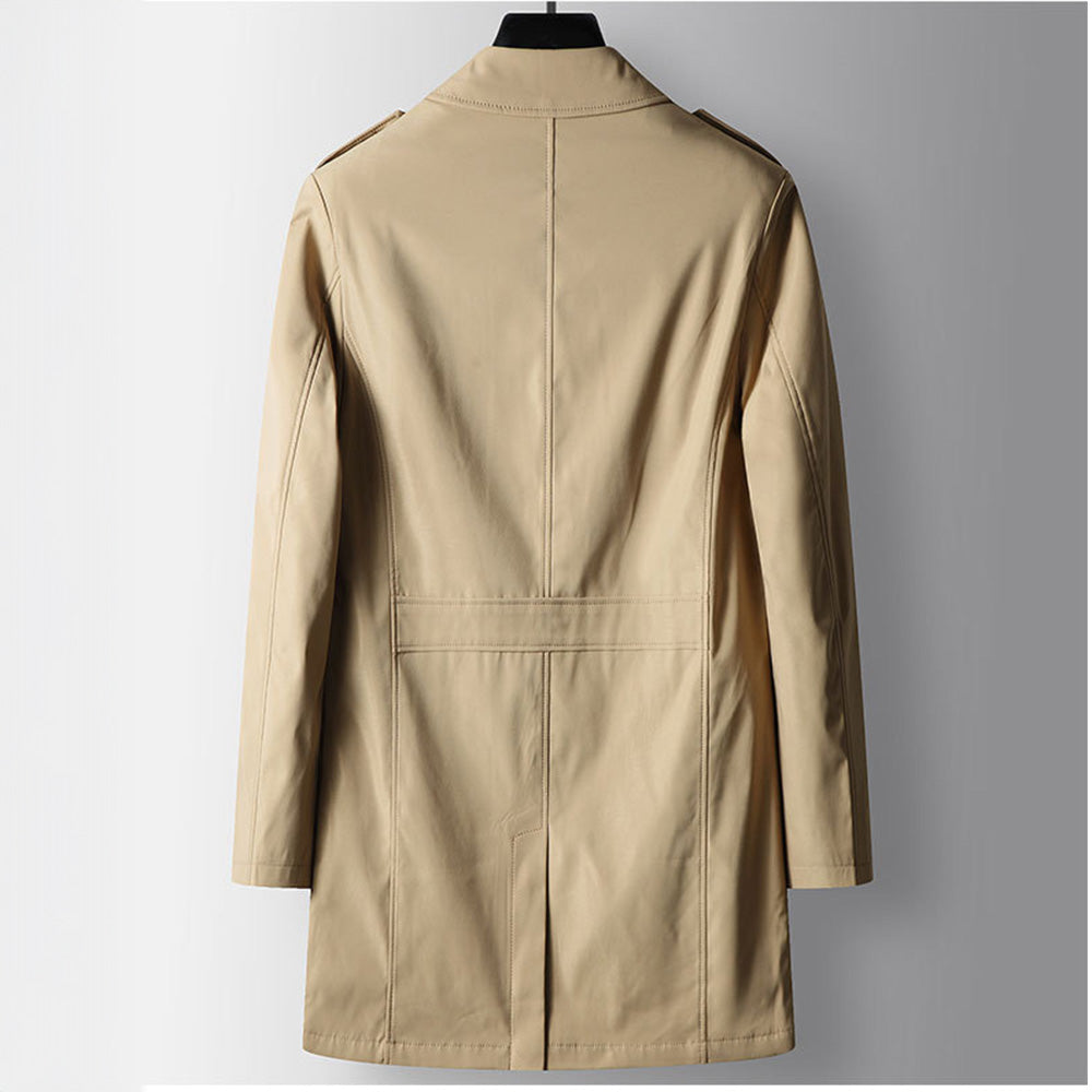 Vincent | Men’s Long Winter Trench Coat with Lapel Collar