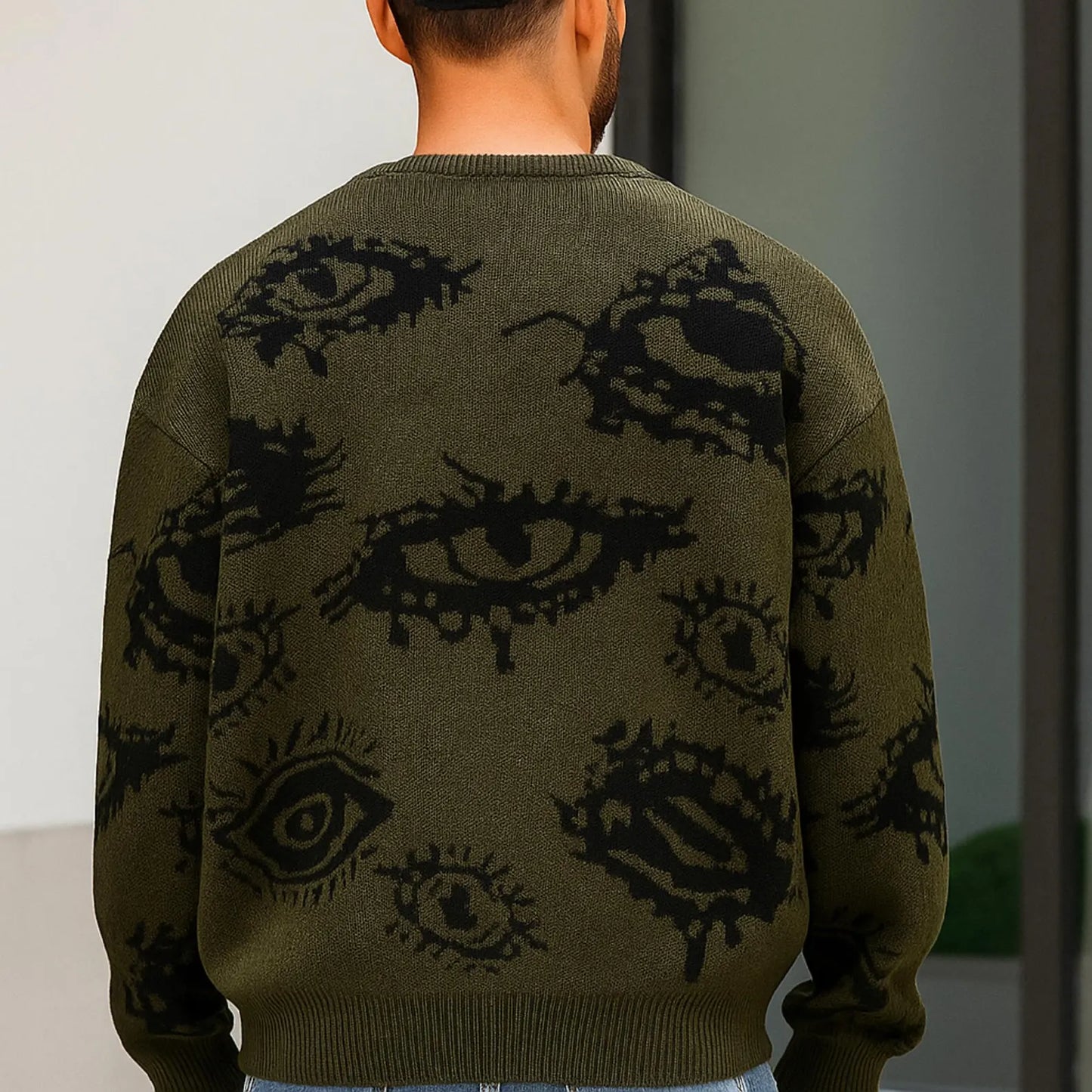 Caleb | Men’s Graphic Eye Knit Spring Sweater