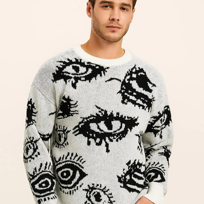 Caleb | Men’s Graphic Eye Knit Spring Sweater