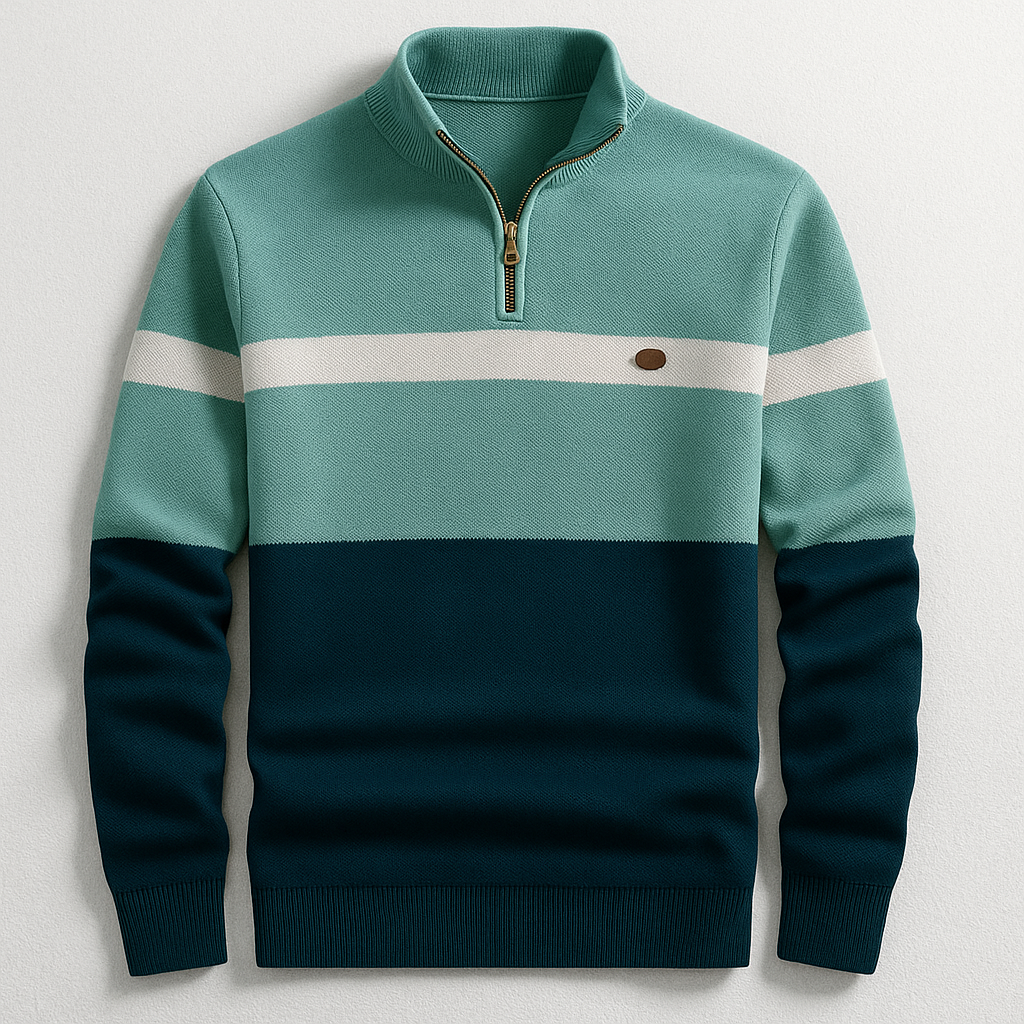 Gavin | Men’s Medium-Weight Colorblock Knit Quarter-Zip Sweater