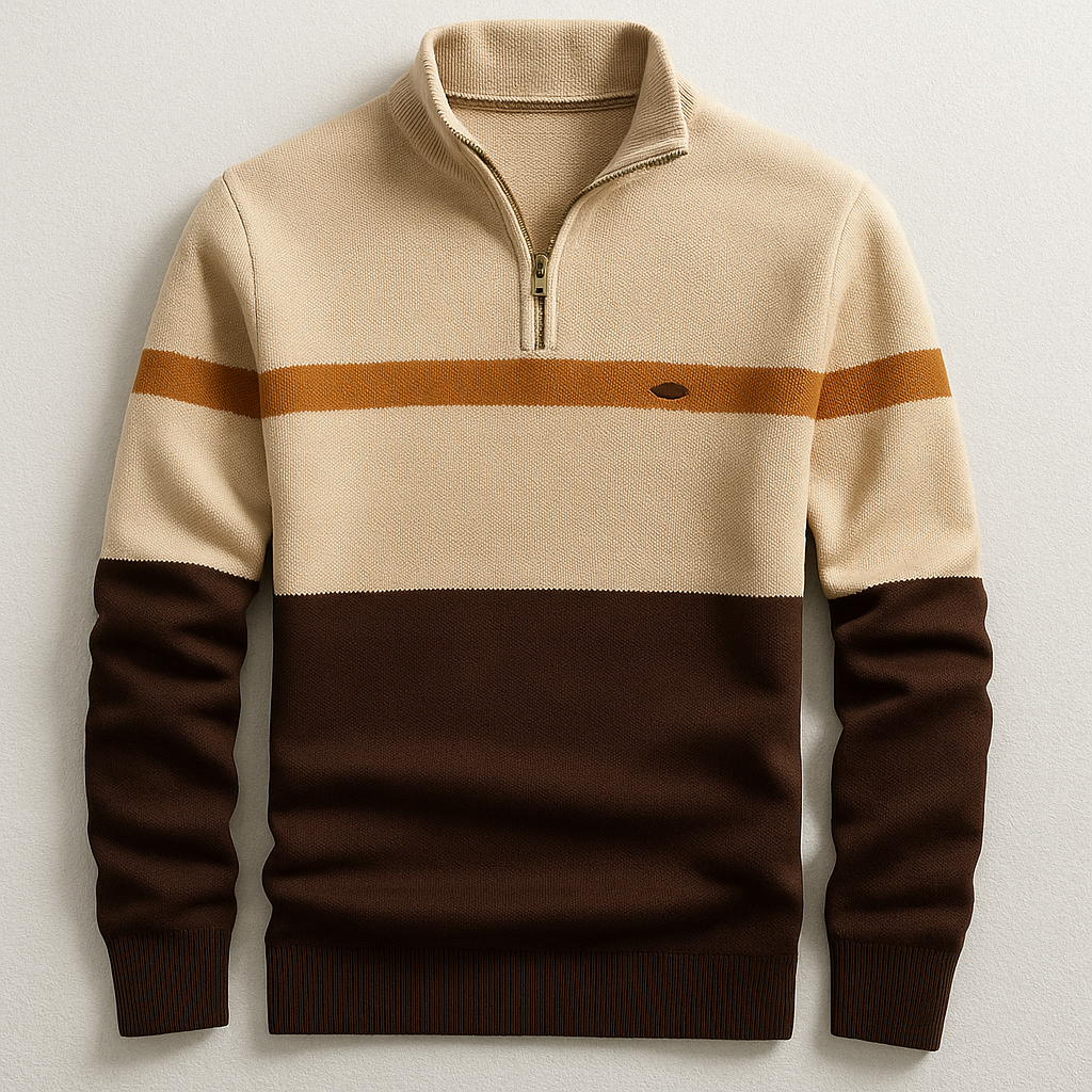 Gavin | Men’s Medium-Weight Colorblock Knit Quarter-Zip Sweater