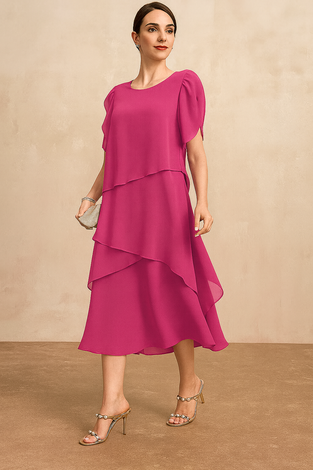 Aurelia | Women’s Classic Layered Chiffon Midi Dress