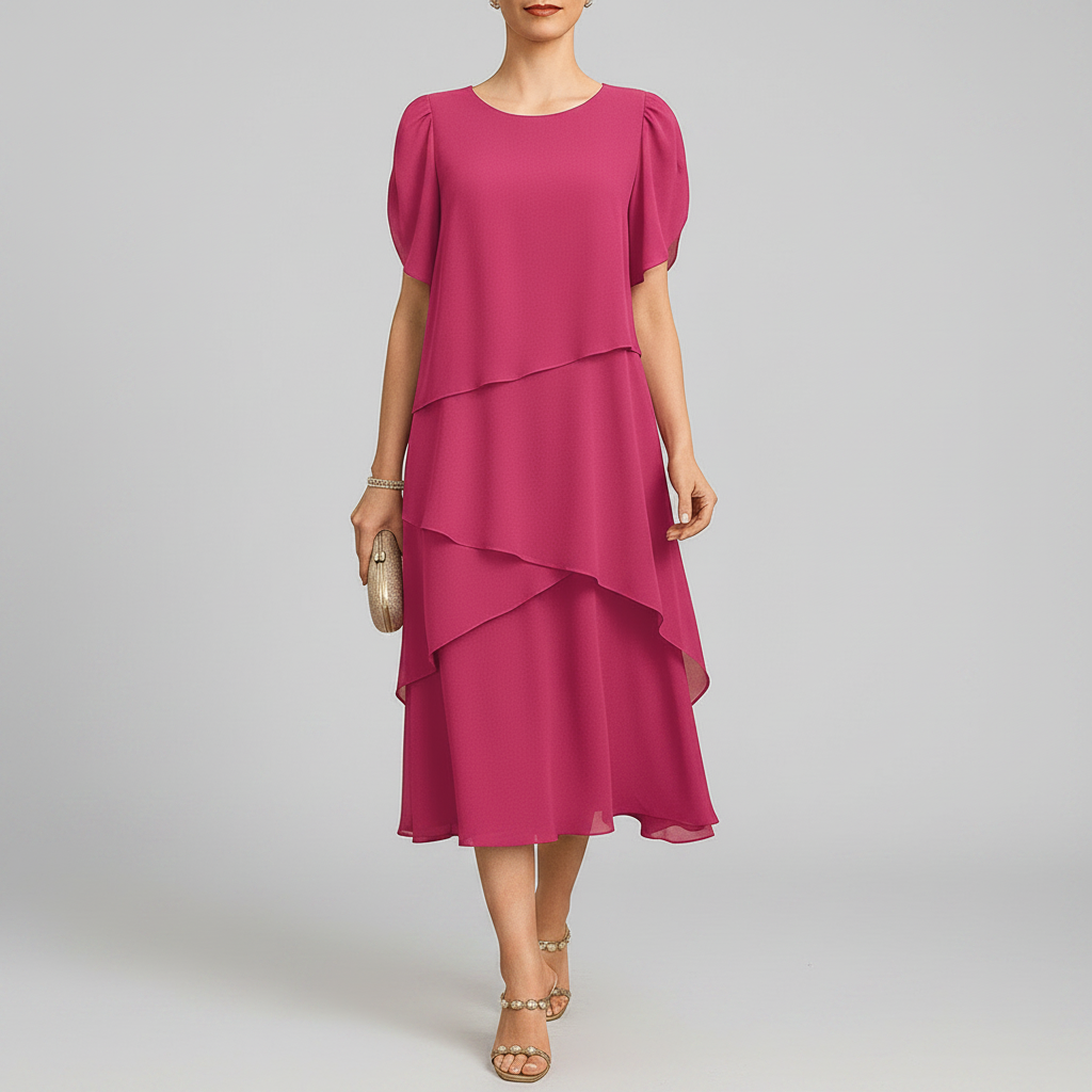 Trixie | Women’s Soft Layered Chiffon Midi Dress