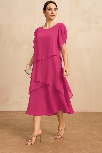 Trixie | Women’s Soft Layered Chiffon Midi Dress